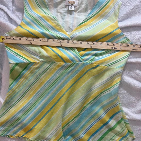 Talbots Tops - Talbots Sleeveless Striped V-Neck Top in Yellow, Aqua & Green